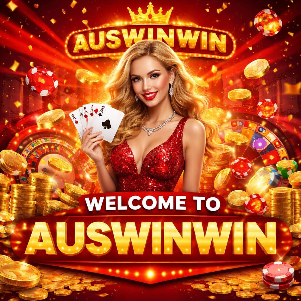 Auswinwin casino homepage presenting popular slot titles, classic card games, and modern live casino rooms